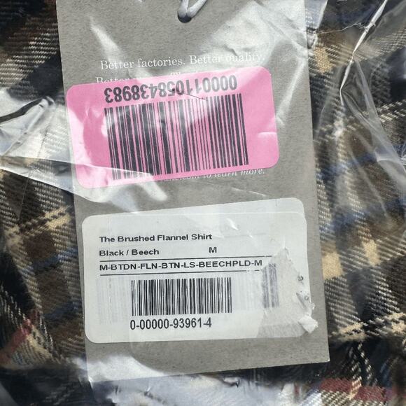 NWT Everlane Mens Black Beech Plaid Button Down The Brushed Flannel Shirt Size M - Picture 6 of 6